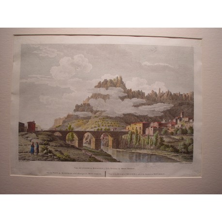 España. Cataluña. Barcelona. «Vista del puente de Monistrol y de la montaña de Montserrat» Alexandre Laborde (1810-11)