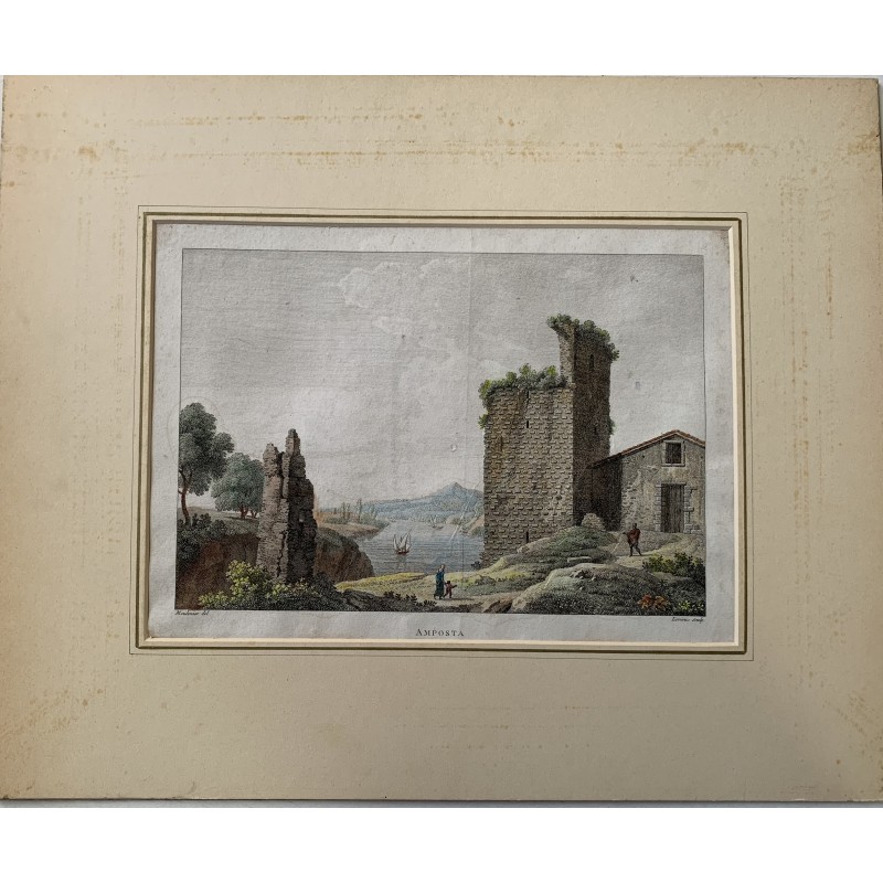 Schloss Amposta, Turm von San Juan – Alexandre Laborde, Antiker Druck 1810