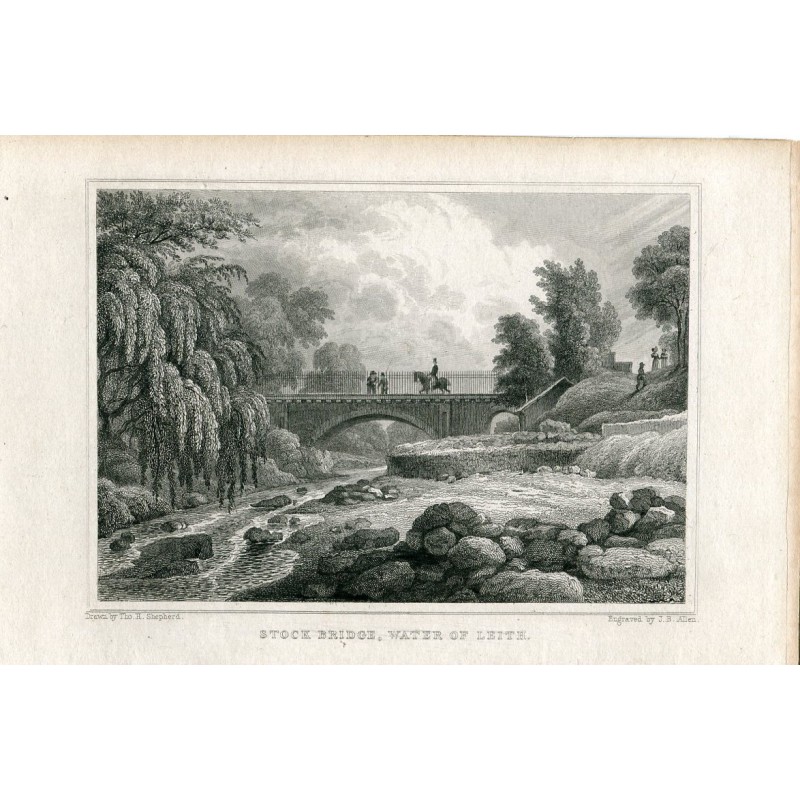 Stock Bridge, Water of Leite, engraved by J.B. Allen, drawn by Thomas H. Shepherd
