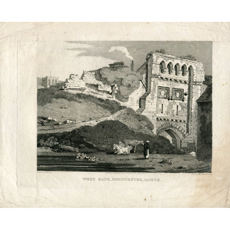 West Gate, Winchester Hants engraved in 1810 by Miss Hawksworth, drawn by S. Prout
