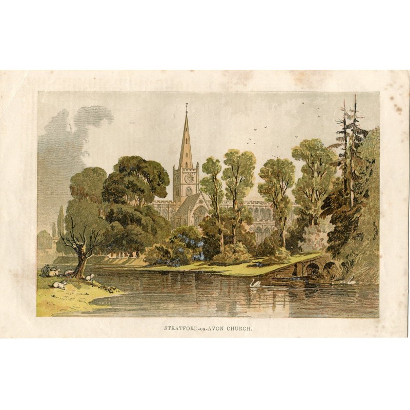 Lithographie de l'église de Stratford-on-Avon