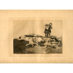 FRANCISCO DE GOYA «Enterrar y callar» Grabado original nº 18 de los Desastres de la guerra. Calcografía Nacional.