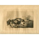 Goya etching. Even worse ('Tanto y mas'). Plate 22 from Disasters of War etching series, 1937 edition.