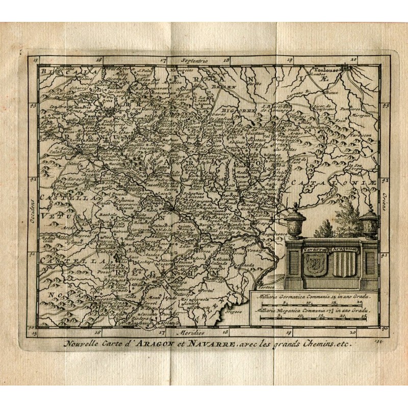 Neue Karte aus Aragon und Navarra mit den Grands Chemins von P.van der Aa (Alvarez de Colmenar)