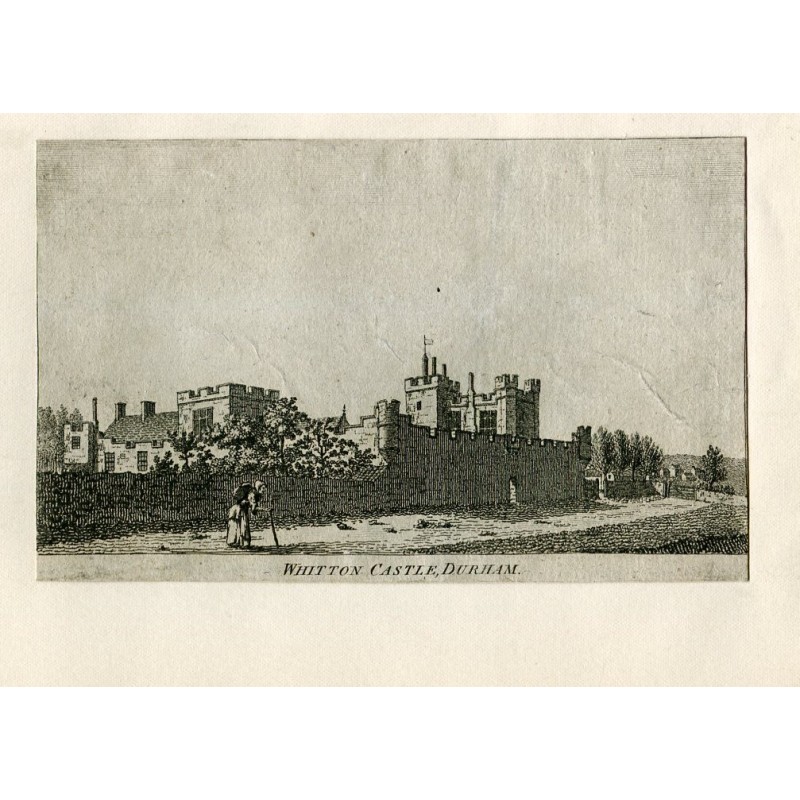 England. Kupferstich von Whitton Castle Durham von Richard Godfrey.