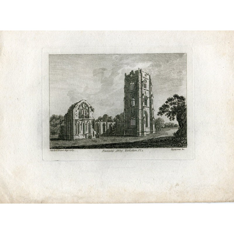 Angleterre. Abbaye de Fountain, Yorkshire. Gravé par Sparrow en 1785.