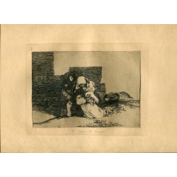 Aguafuerte de Goya. 'No llegan a tiempo'. Lámina 52 de la serie de grabados Disasters of War, edición de 1937.