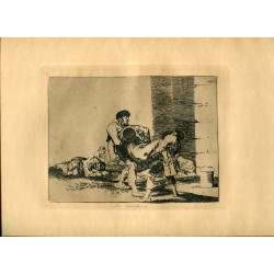 Gravure de Goya. Au cimetière ('Au cimetière'). Planche 56 de la série d'estampes Disasters of War, édition 1937.
