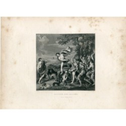 Bacchus und Ariadne, nach Tizian. Strichstich von 1836.