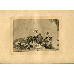 Goya etching. It's no use crying out ('No hay que dar voces'). Plate 58 from Disasters of War etching series, 1937 edition.