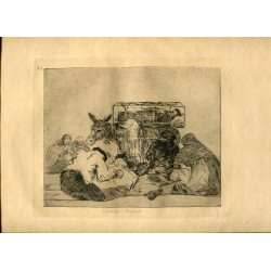 Gravure de Goya. Étrange dévotion ! Planche 66 de la série d'estampes Disasters of War, édition 1937.