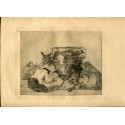 Goya etching. Strange devotion! ('Extraña devoción!'). Plate 66 from Disasters of War etching series, 1937 edition.