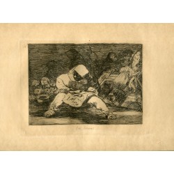 Gravure de Goya. Quelle folie! ('Quelle folie!'). Planche 68 de la série d'estampes Disasters of War, édition 1937.