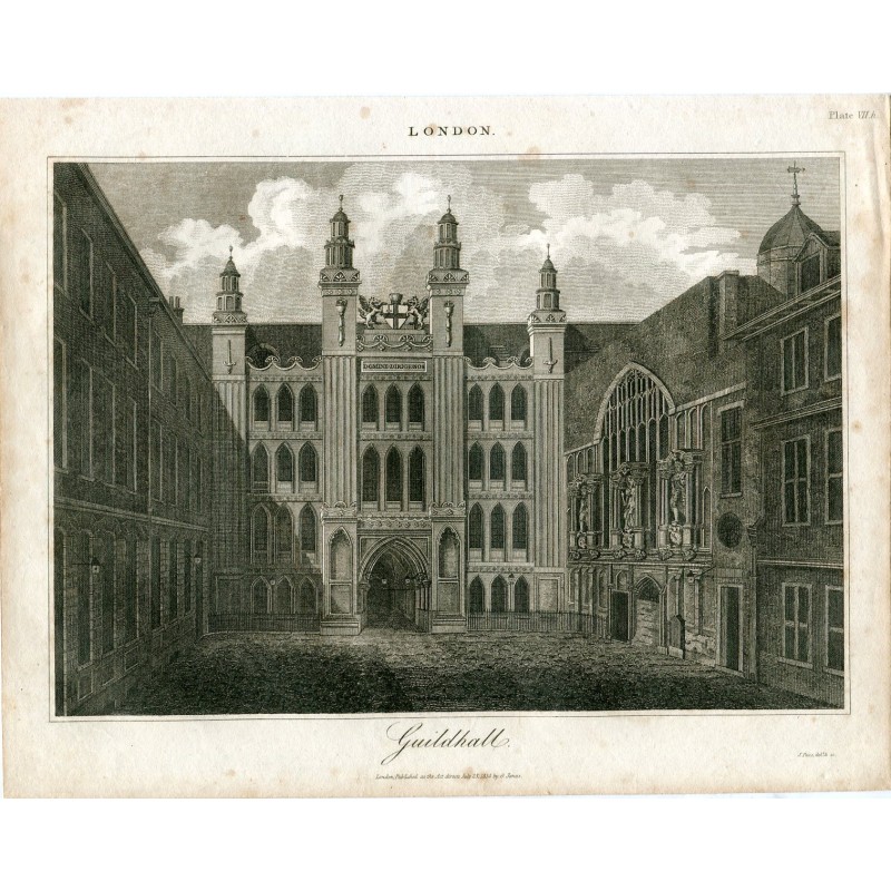 Guildhall incisa da J. Pass e pubblicata da G. Jones nel 1814.
