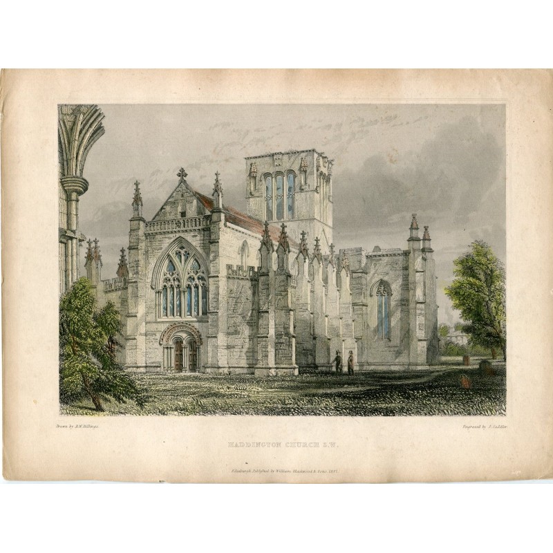 Écosse. Église d'Haddington, gravée par J. Saddler. Dessin de RW Billings en 1847.