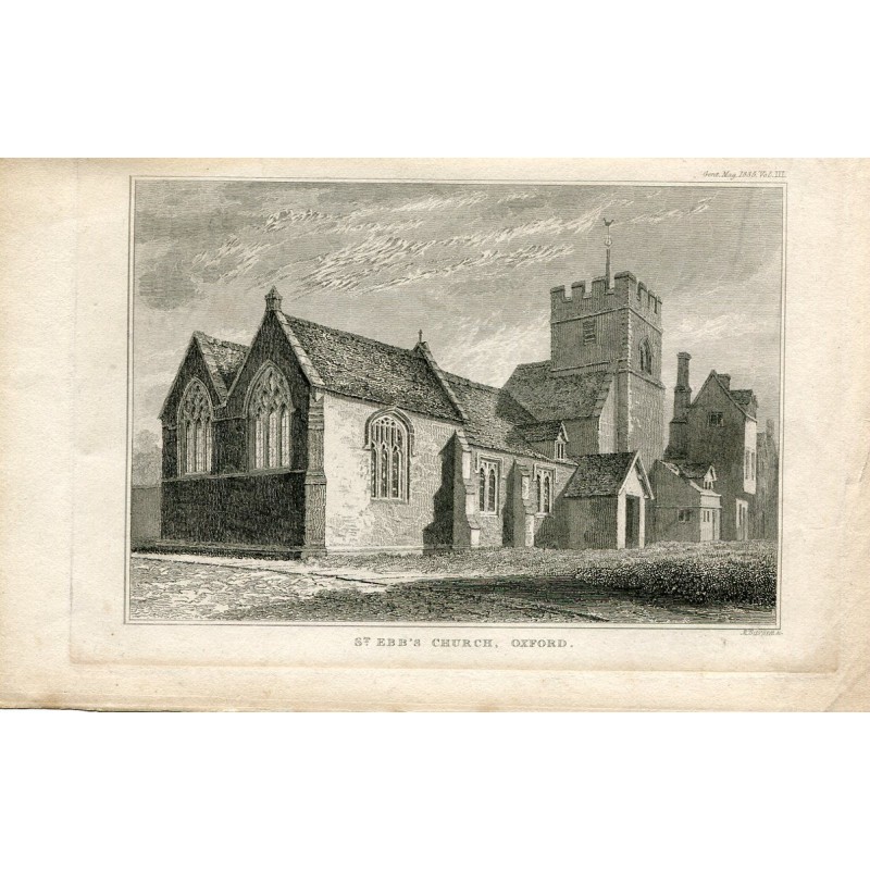 Oxford.. St. Ebb's Church engraved by J. Barnett in 1835
