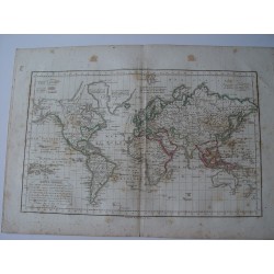 «Mappe Monde» por Robert de Vaugondy-Delamarché Paris 1804