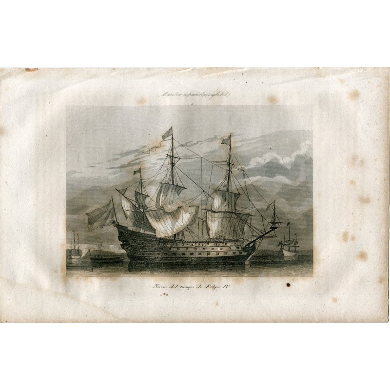 Navire du règne de Philippe IV, gravure sur bois de 1856