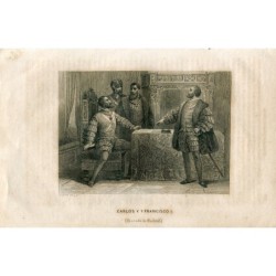 Charles V and Francis I, Treaty of Madrid, engraved and drawn by Lechard
