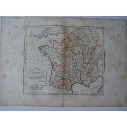 Mapa antiguo de Francia. Roberto de Vaugondy (1806)