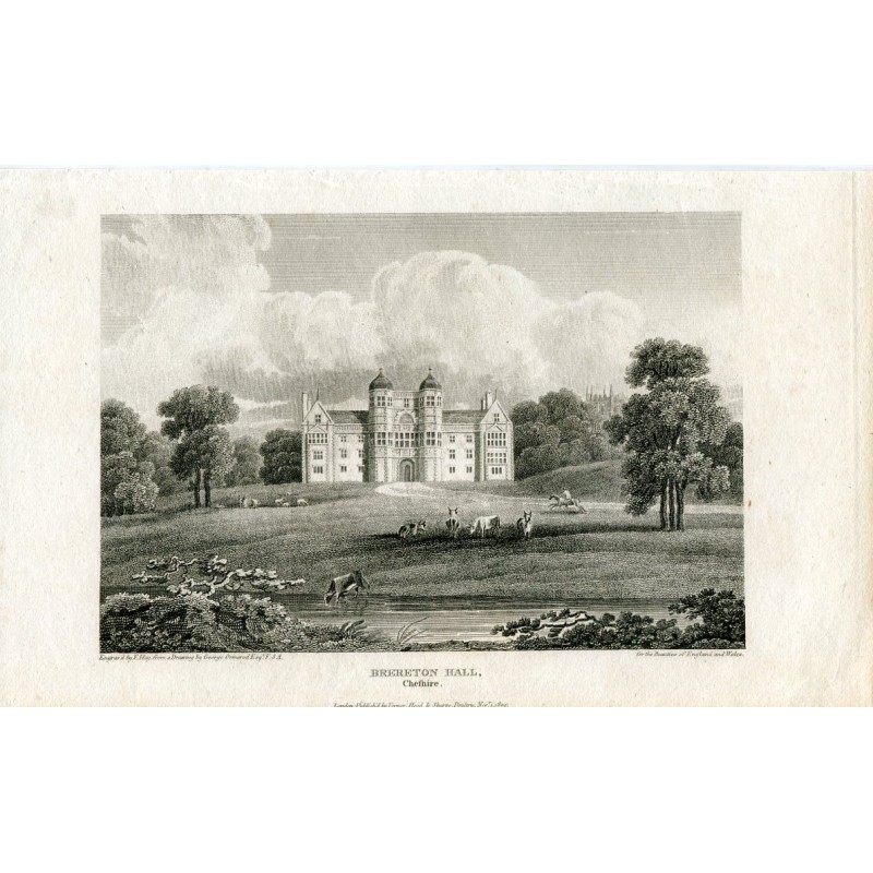 Inghilterra. Brereton Hall, incisione di F. Hay da un disegno di George Ormerod