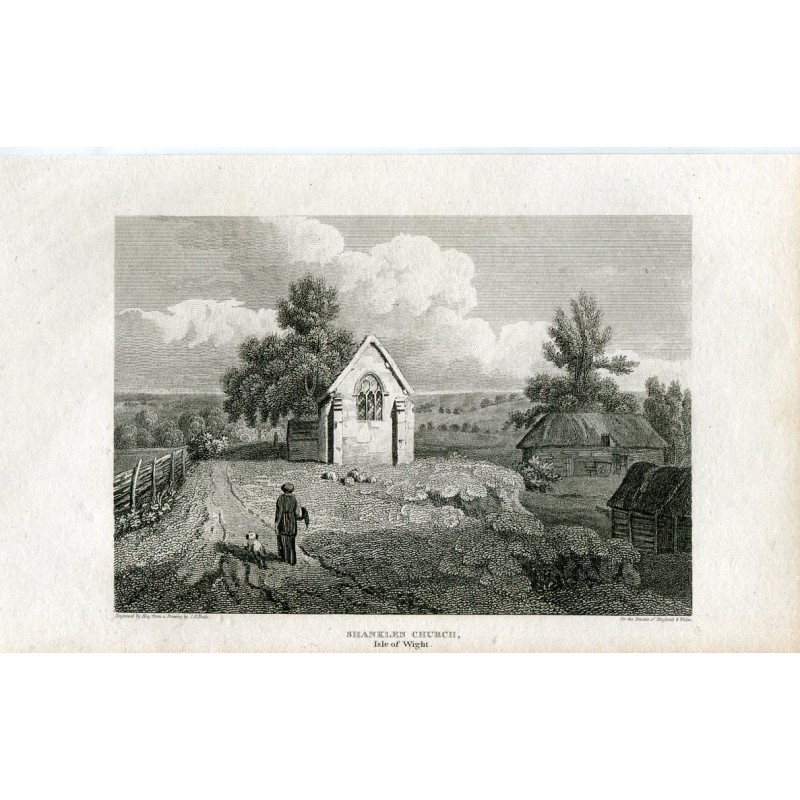 Shanklen Church Isle of Wight, gestochen von Hay im Jahr 1812. Gezeichnet von JP Neale