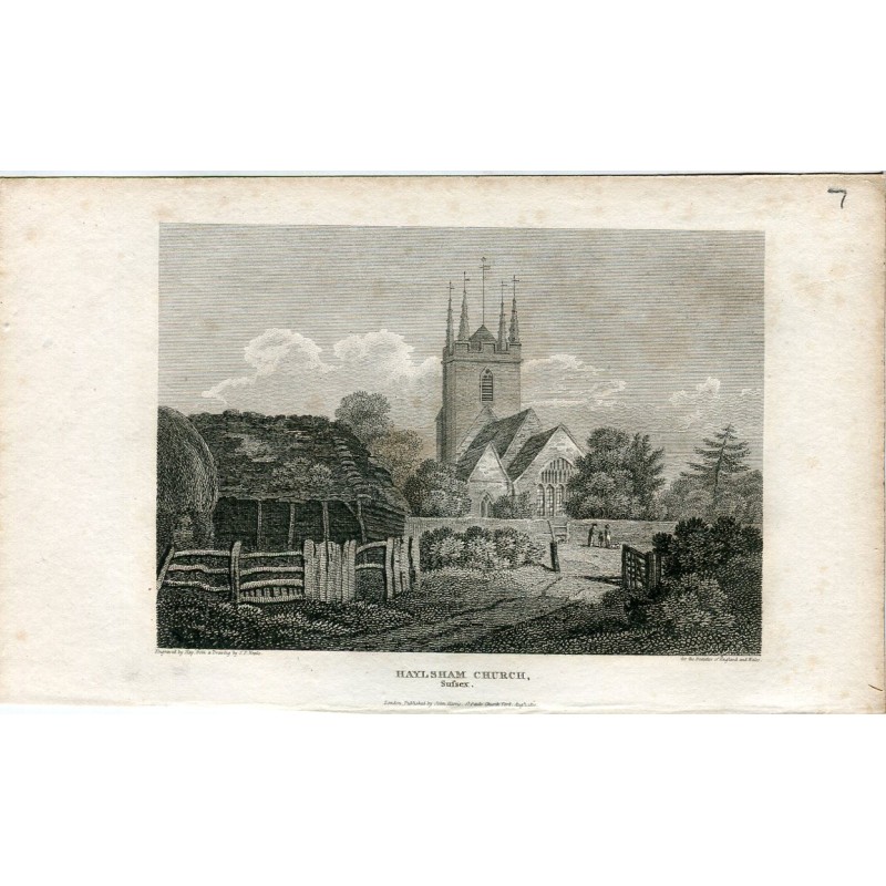 Chiesa di Haylsham, Sufnes, incisa nel 1812 da Hay da un disegno di JP Neale