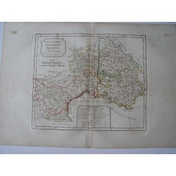 Mapa antiguo de las regiones del este de Francia. Roberto de Vaugondy