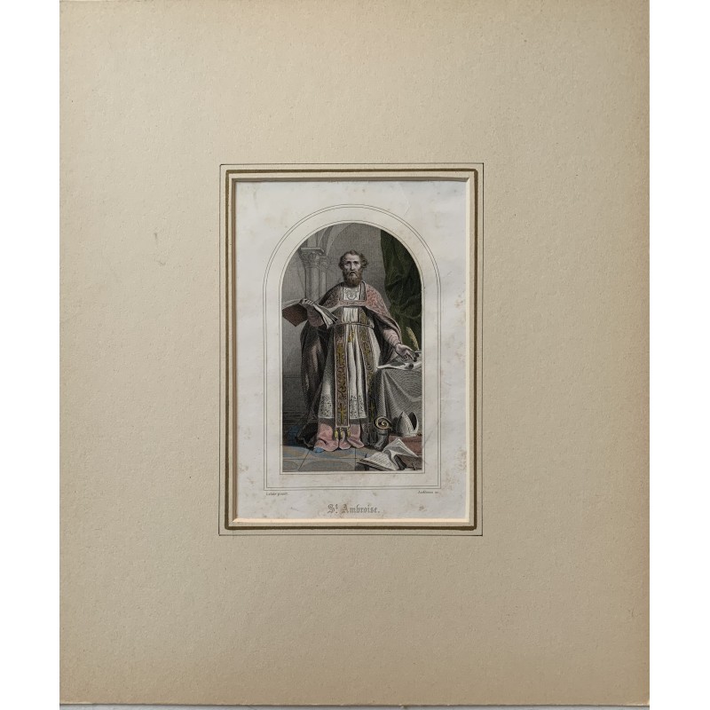 Saint Ambroise de Milan - Gravure ancienne