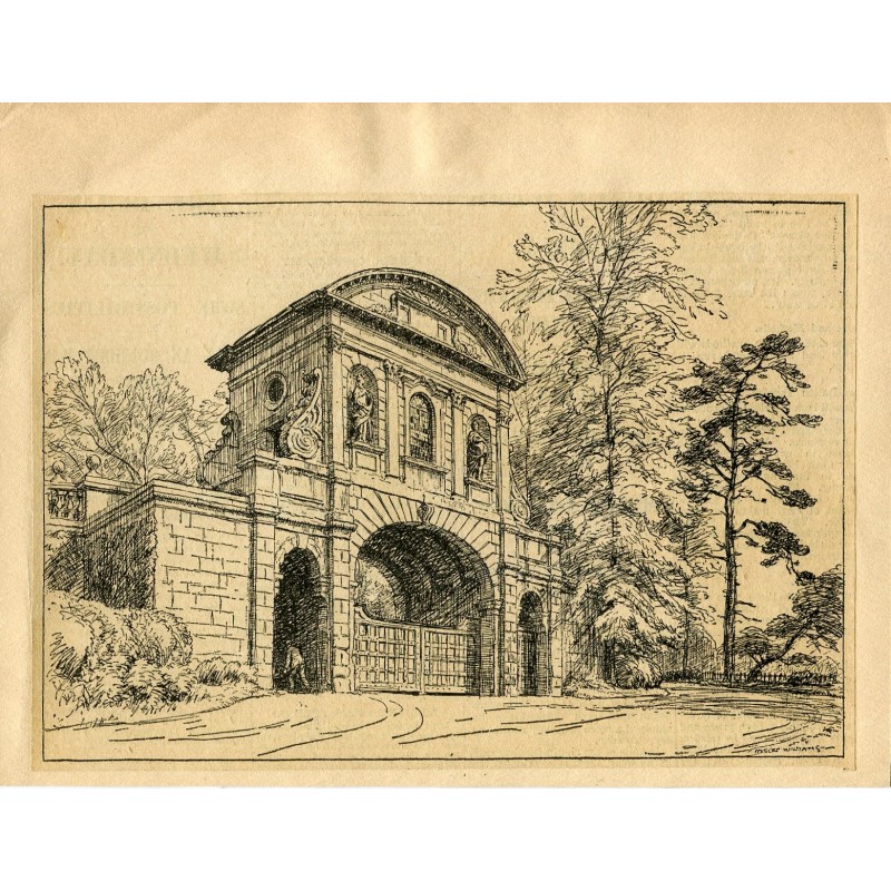 Temple Bar at Theobald's Park. Engraving by Hubert Williams