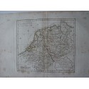 Mapa antiguo de Holanda y Westfalia. Roberto de Vaugondy (1806)
