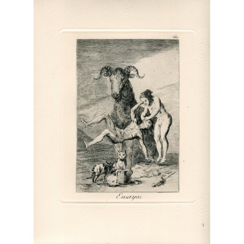 Goya etching. The Caprices. Plate 60, 'Trials'. 1970 edition.