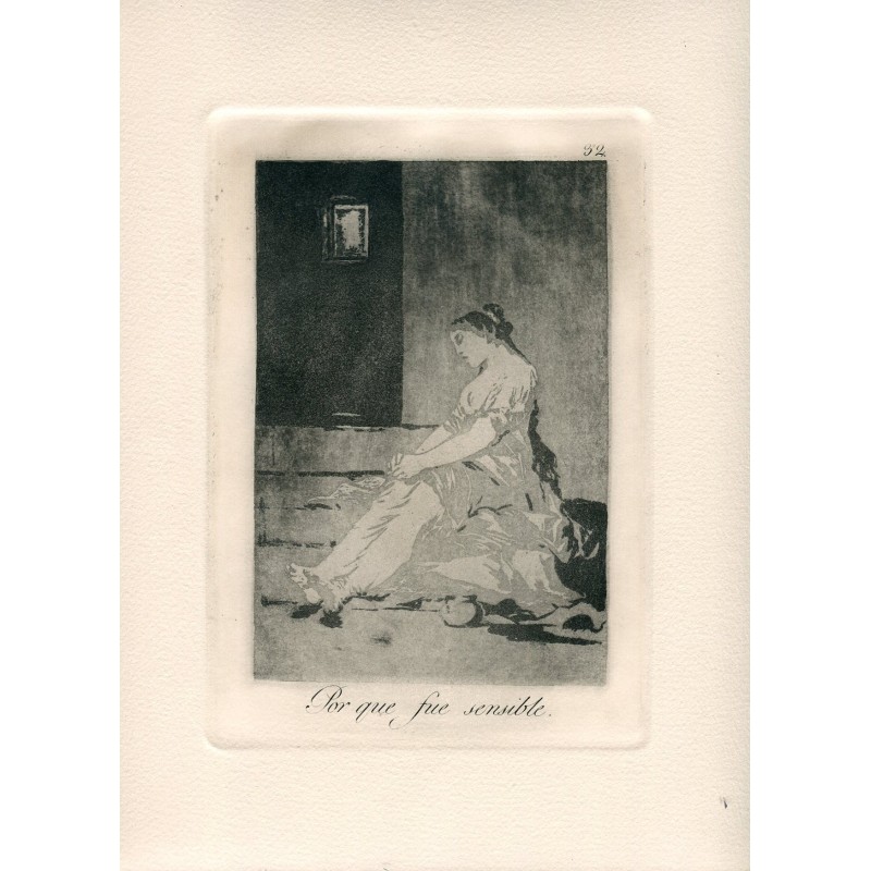 Gravure de Goya. Les Caprices. Planche 32, « Parce qu'elle était susceptible ». Édition de 1970.