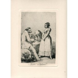 Radierung von Goya. Die Capricen. Tafel 73, „Es ist besser, faul zu sein“. Ausgabe 1970.