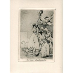 Goya etching. The Caprices. Plate 20, 'There they go plucked'. 1970 edition.