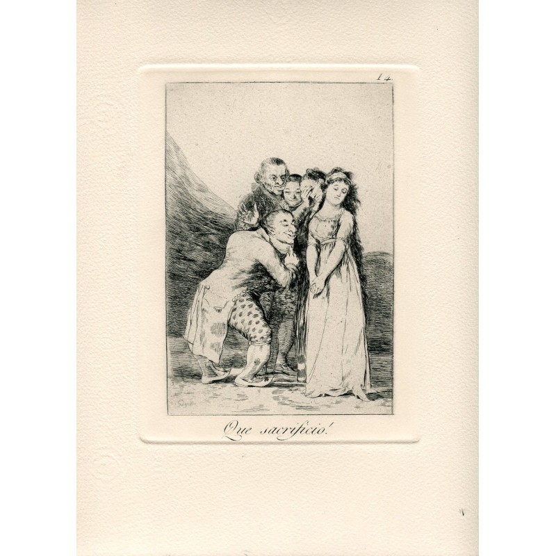 Goya etching. The Caprices. Plate 14, 'What a sacrifice!'. 1970 edition.