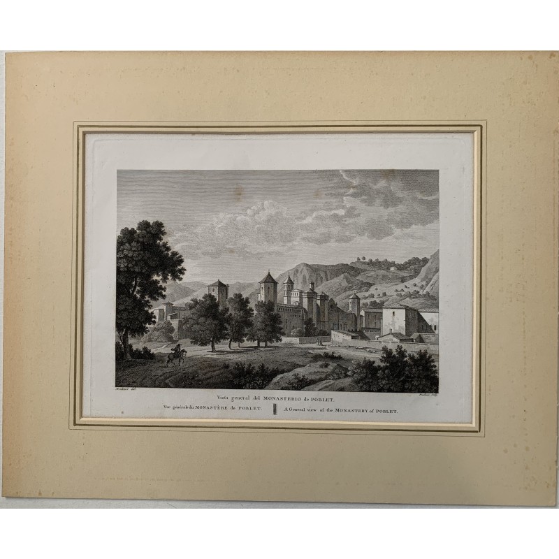 Monastère de Poblet - Alexandre Laborde - Gravure ancienne 1810