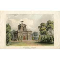 Litografia del Mausoleo di Trentham realizzata da T. Gendall nel 1824, colorata a mano.