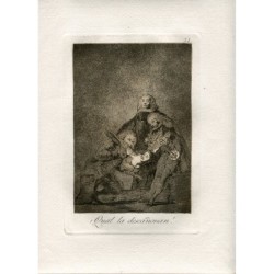 Goya etching. 'Cuál la descañonan'. Plate 21 from The Caprices etching series, 10th edition.