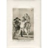 Gravure de Goya. « Es-tu… eh bien, comme je di...'. Planche 76 de la série de gravures Les Caprices, 10e édition.