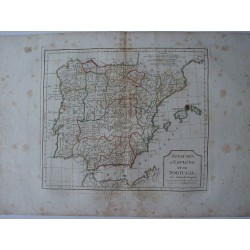 «Royaumes d'Espagne et de Portugal» par Robert de Vaugondy-Delamarché 1800