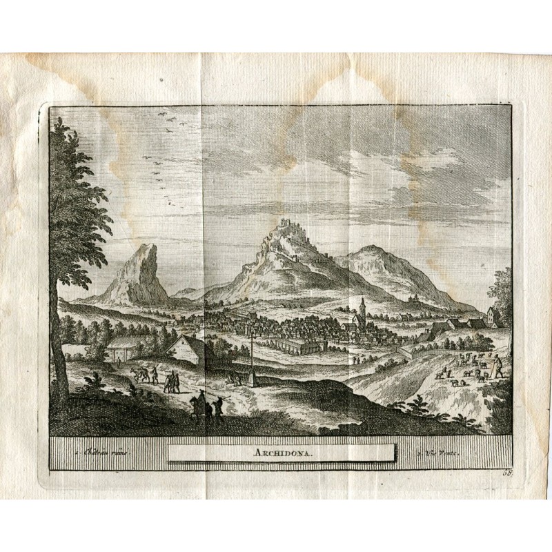 Málaga. Archidona. Incisione di Pieter Van der Aa, 1715.