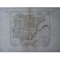 Mapa antiguo de España y Portugal. Roberto de Vaugondy (1794)