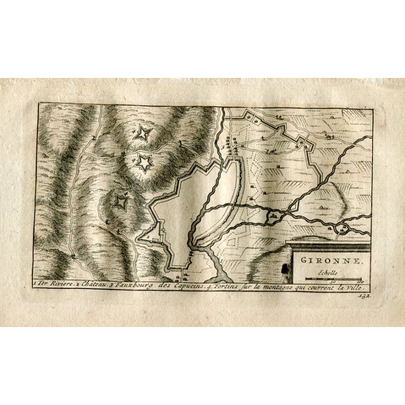 Map of Girona. Engraved by Pieter van der Aa in 1715
