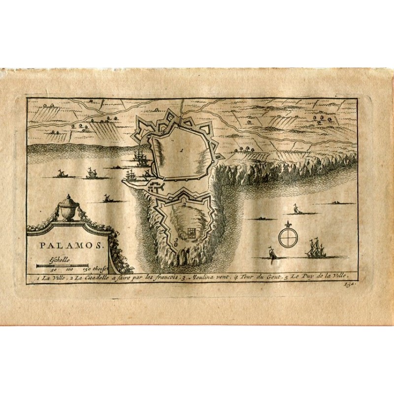 Girona. Mappa di Palamós. Incisa da Pieter van der Aa nel 1707.