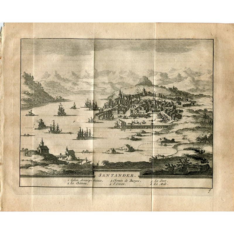 Carte cartographique de Santander par Pieter Van der Aa