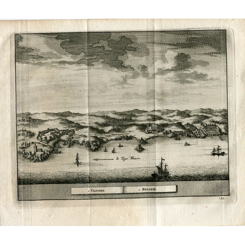 Cascais et Belem (Portugal) - Gravure ancienne - Pieter Van der Aa, 1715