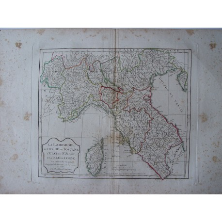«La Lombardie le Duché de Toscane l»Etat  de St. Siege et l»Islede Corse par Robert de Vaugondy-Delamarché 1794
