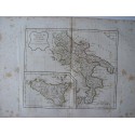 Mapa antiguo de las regiones del sur de Italia. Roberto de Vaugondy