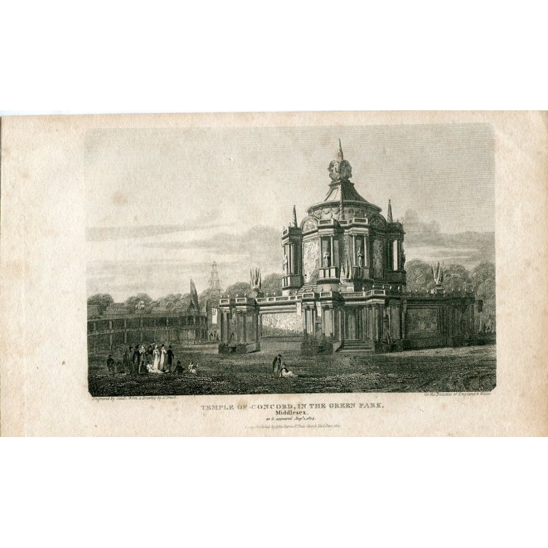 Temple de la Concorde à Green Park gravé par Sands en 1814